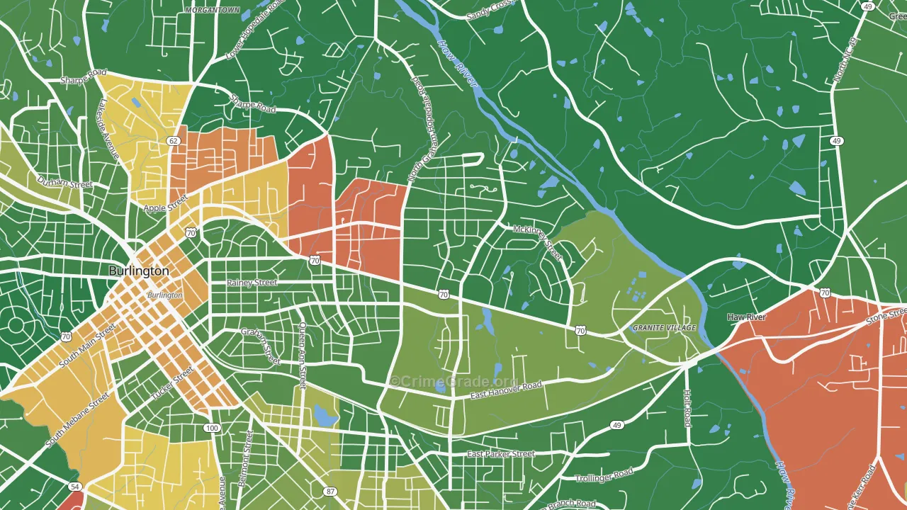 Alamance Hills, Burlington, NC Map of Drug-Related Crime Rates
