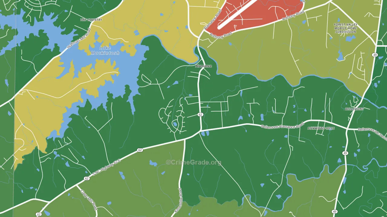 Alamance, NC Map of Drug-Related Crime Rates
