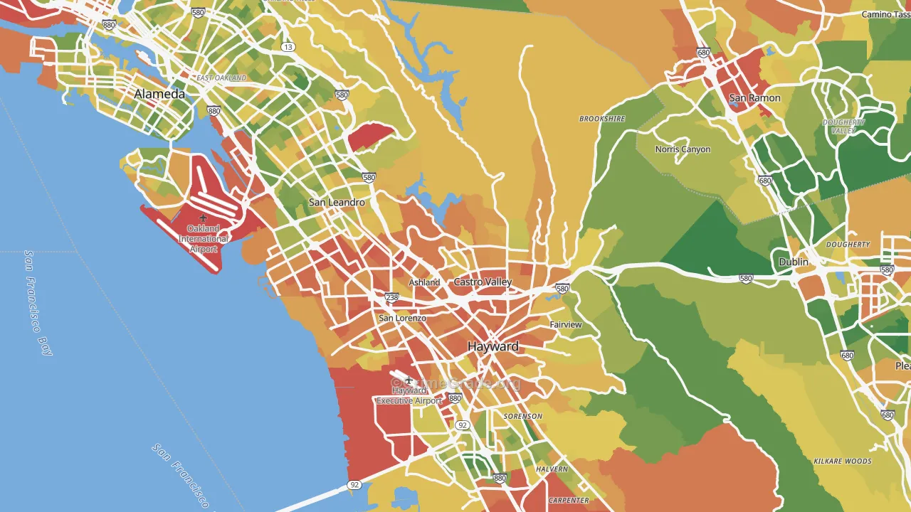 Alameda County, CA Map of Drug-Related Crime Rates