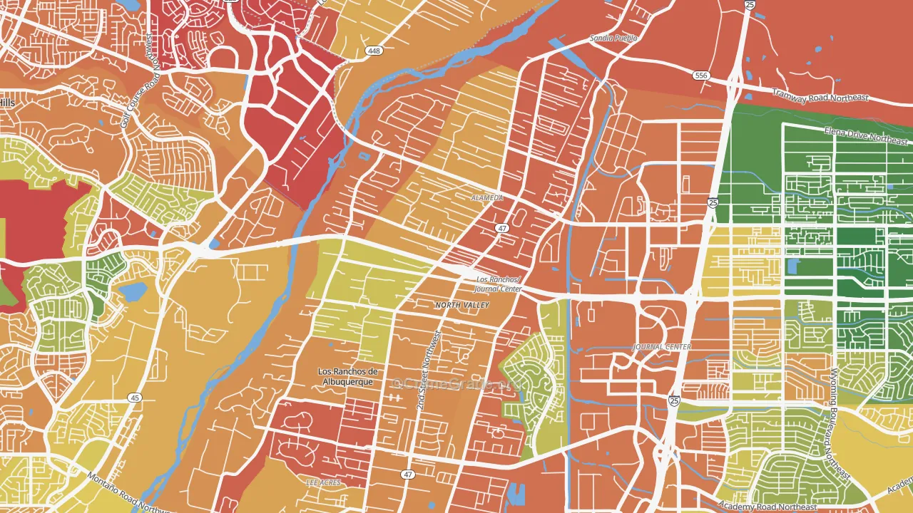 Alamedan Valley, North Valley, NM Map of Drug-Related Crime Rates