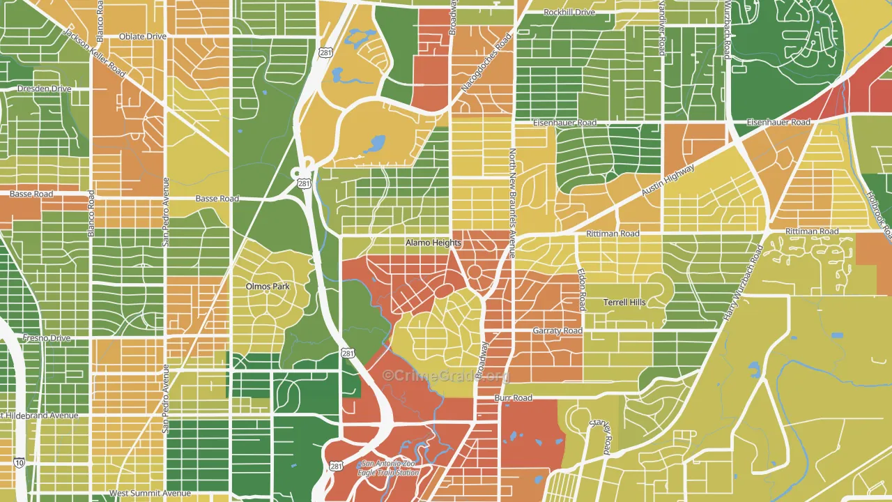 Alamo Heights, TX Map of Drug-Related Crime Rates