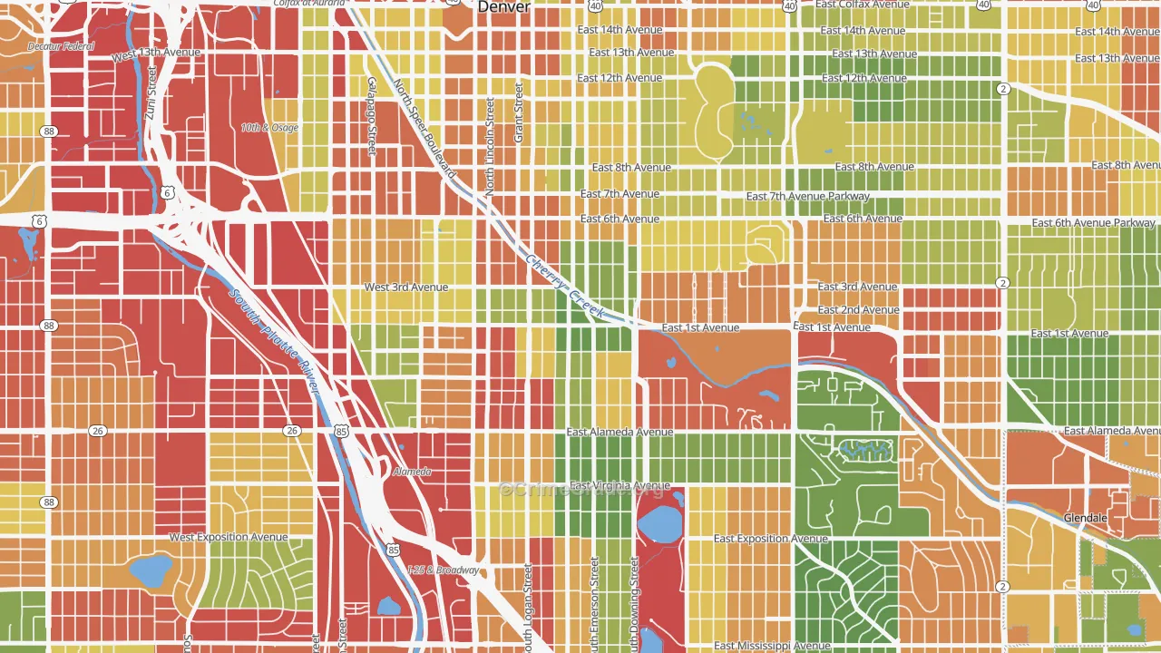 Alamo Placita, Denver, CO Map of Drug-Related Crime Rates