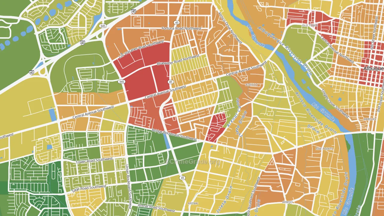 Alamosa, Albuquerque, NM Map of Drug-Related Crime Rates