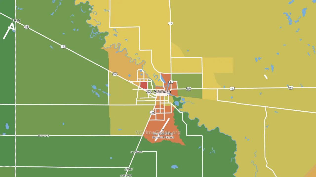 Alamosa, CO Map of Drug-Related Crime Rates