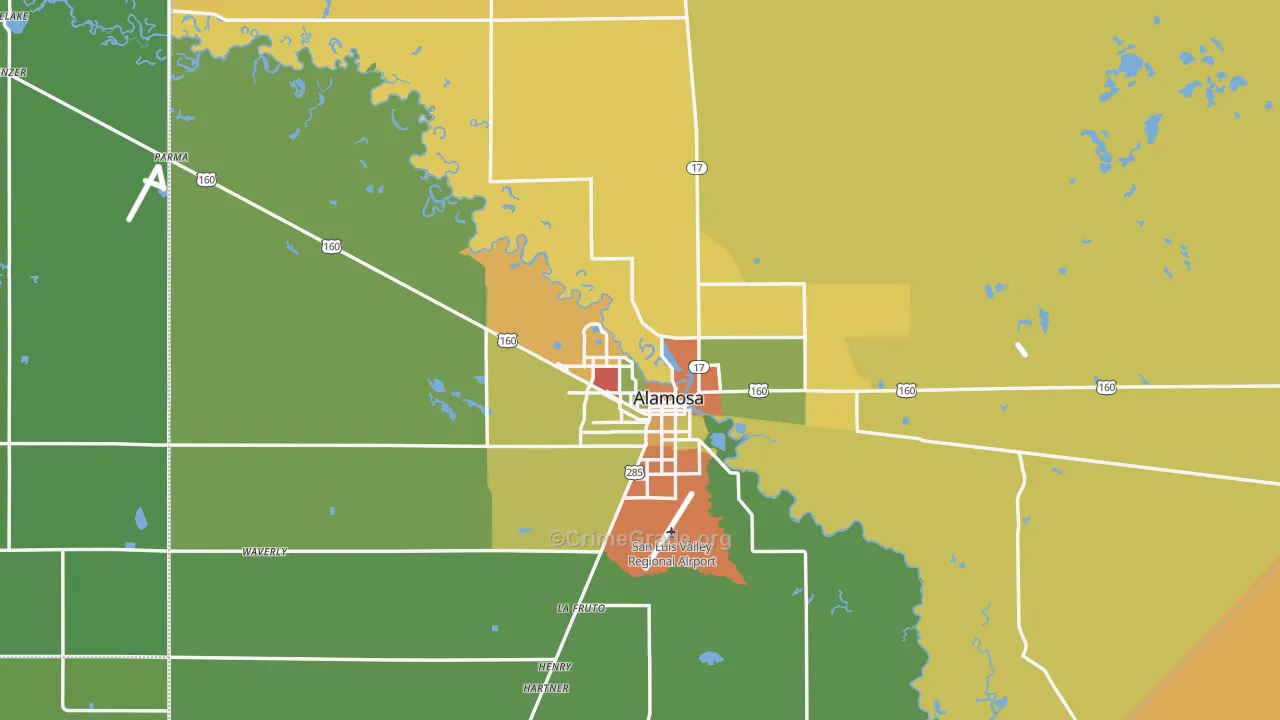 Alamosa County, CO Map of Drug-Related Crime Rates