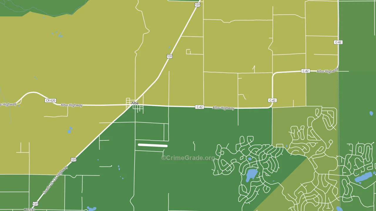 Alba, MI Map of Drug-Related Crime Rates