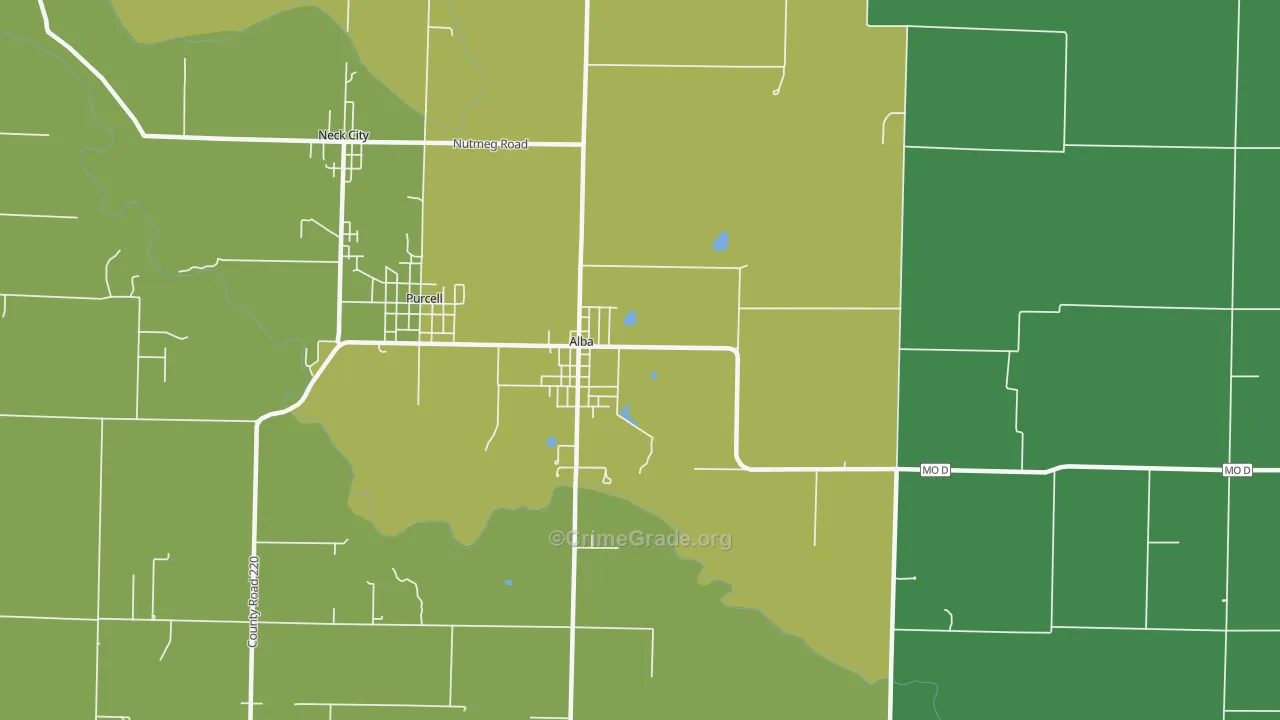 Alba, MO Map of Drug-Related Crime Rates