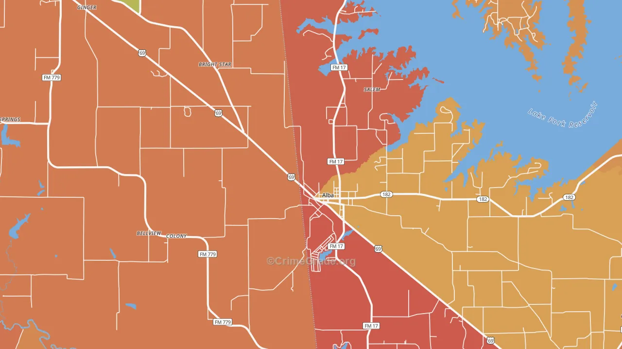Alba, TX Map of Drug-Related Crime Rates