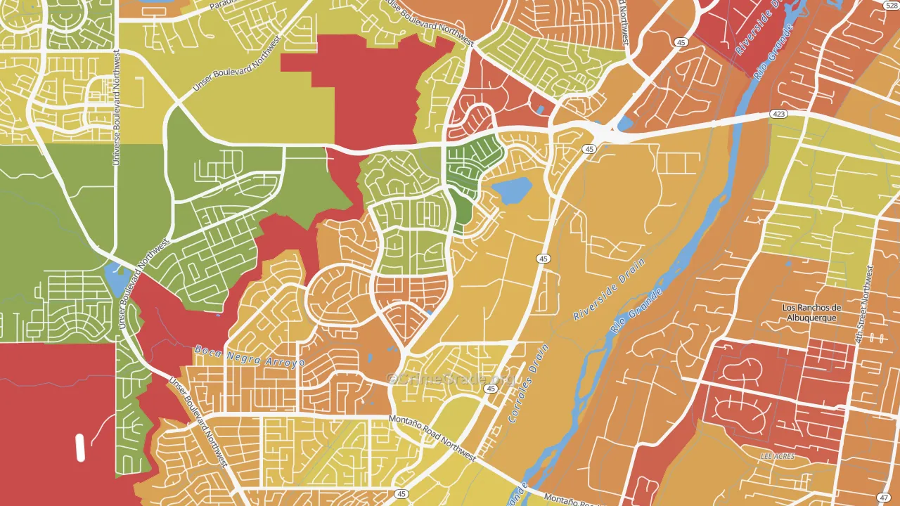Alban Hills, Albuquerque, NM Map of Drug-Related Crime Rates