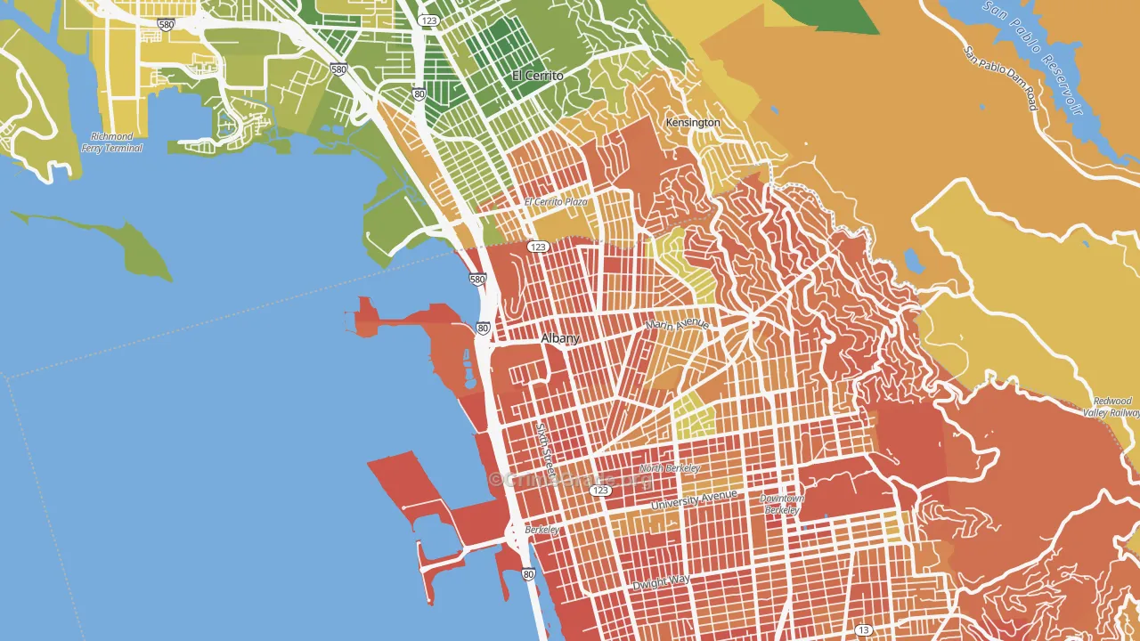 Albany, CA Map of Drug-Related Crime Rates