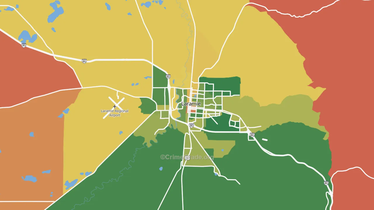 Albany County, WY Map of Drug-Related Crime Rates