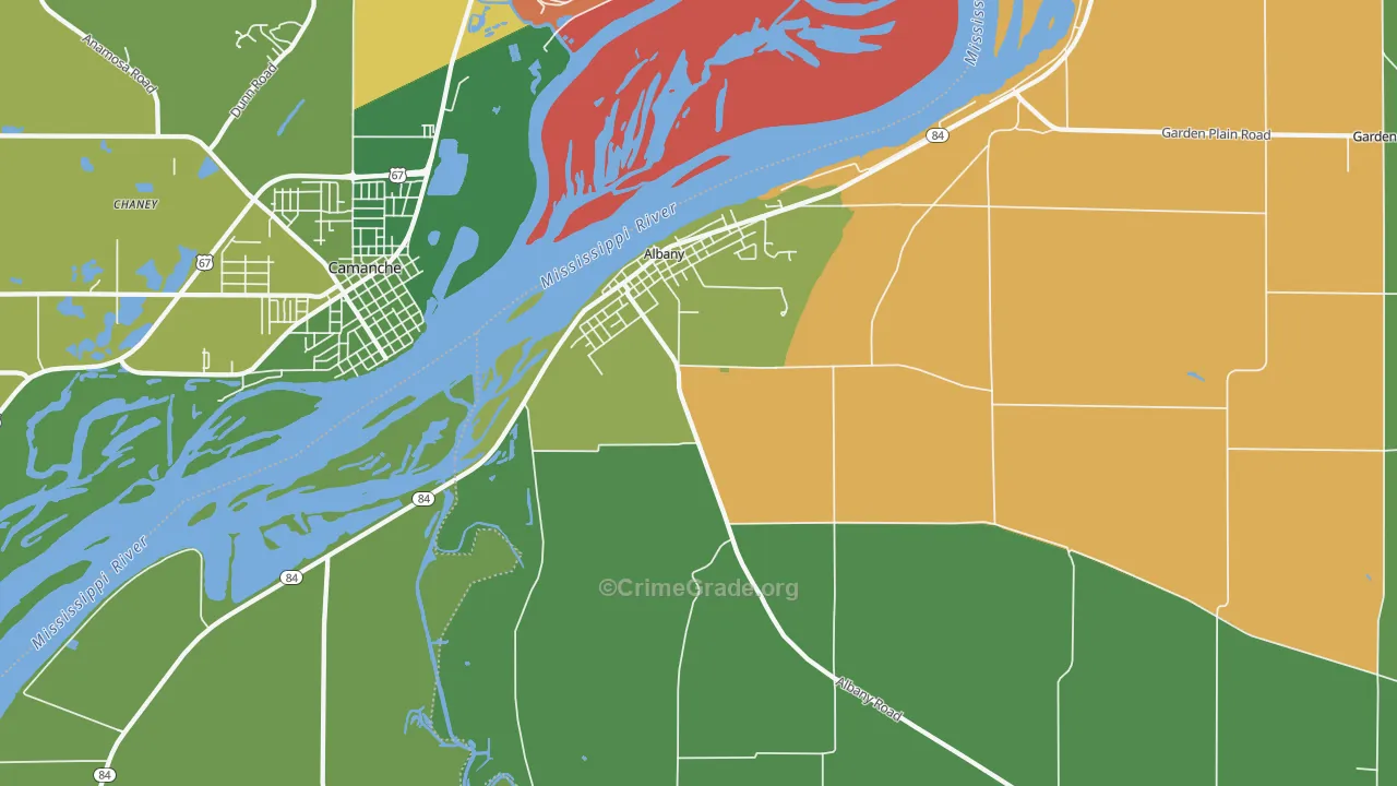 Albany, IL Map of Drug-Related Crime Rates