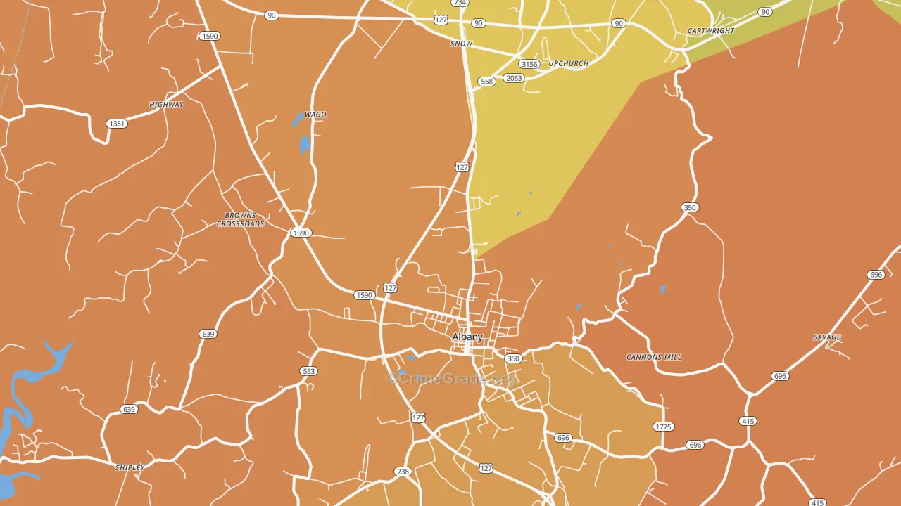 Albany, KY Map of Drug-Related Crime Rates