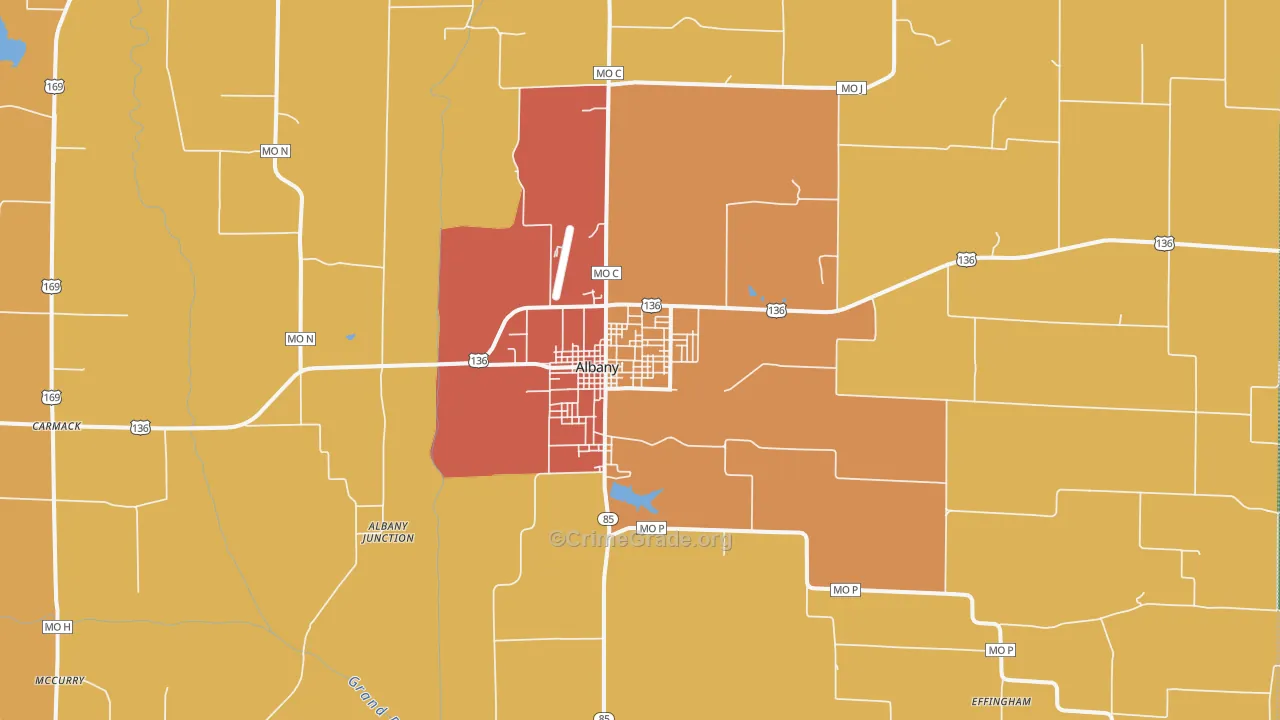 Albany, MO Map of Drug-Related Crime Rates