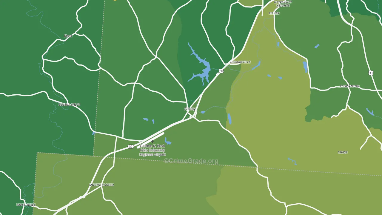 Albany, OH Map of Drug-Related Crime Rates