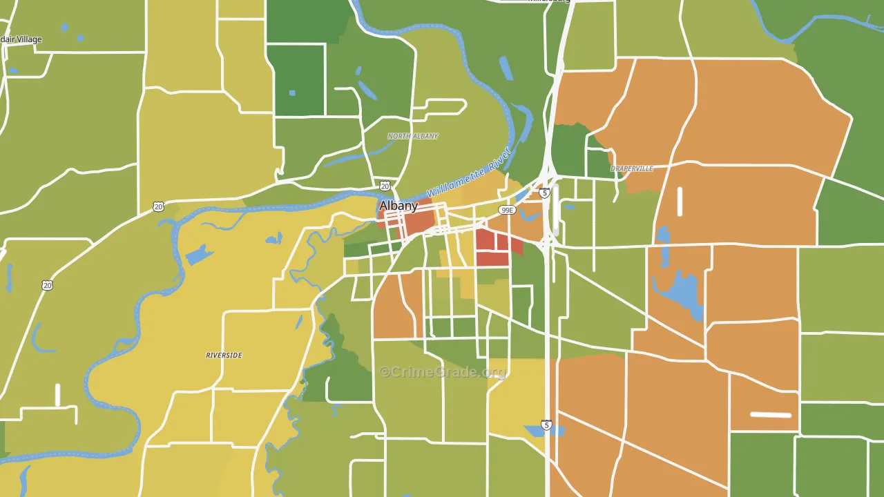 Albany, OR Map of Drug-Related Crime Rates