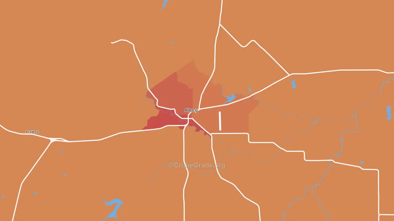 Albany, TX Map of Drug-Related Crime Rates