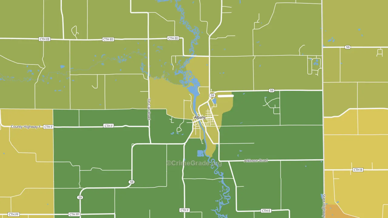 Albany, WI Map of Drug-Related Crime Rates