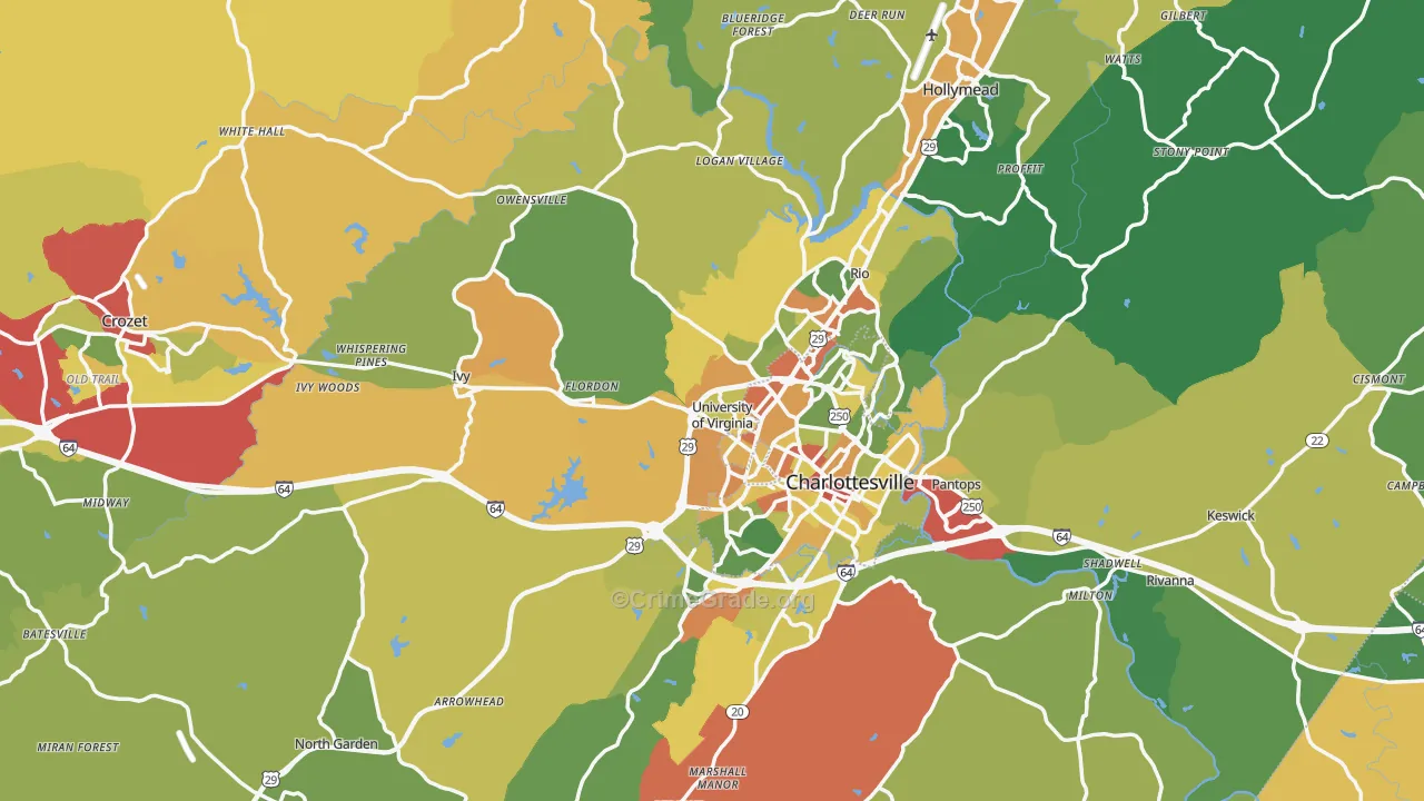 Albemarle County, VA Map of Drug-Related Crime Rates