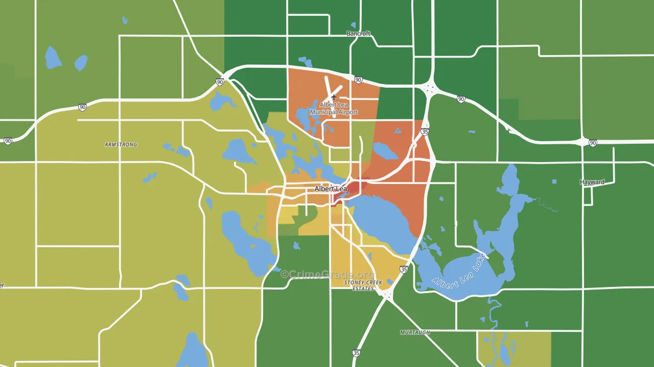 Albert Lea, MN Map of Drug-Related Crime Rates