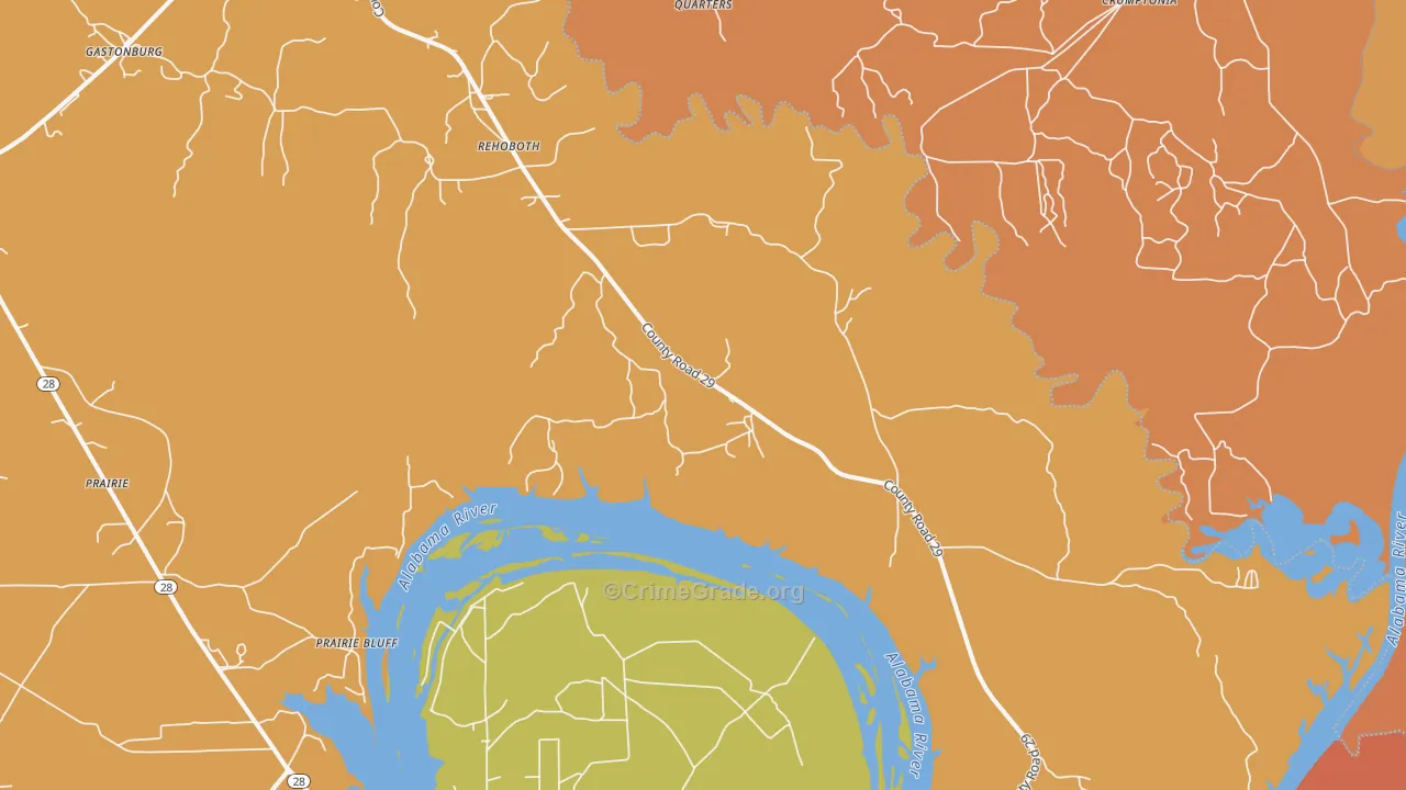 Alberta, AL Map of Drug-Related Crime Rates