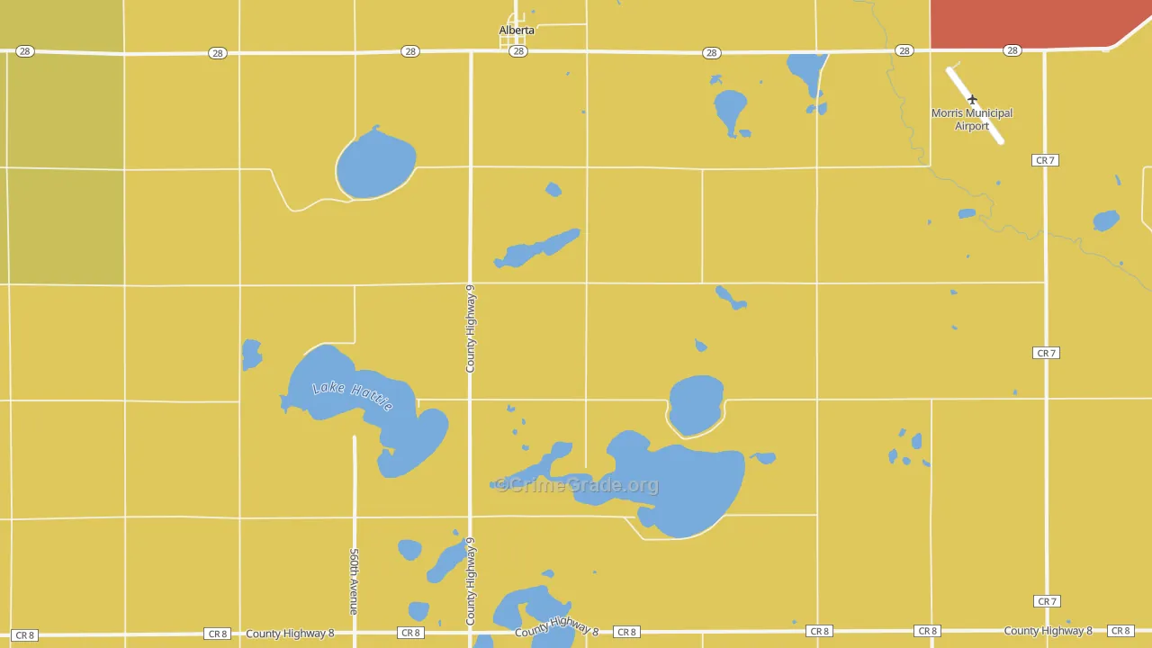 Alberta, MN Map of Drug-Related Crime Rates