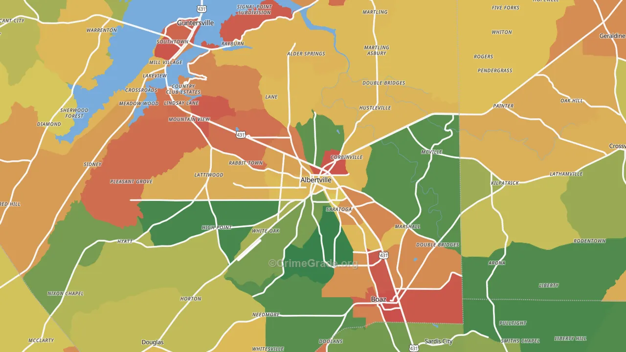 Albertville, AL Map of Drug-Related Crime Rates