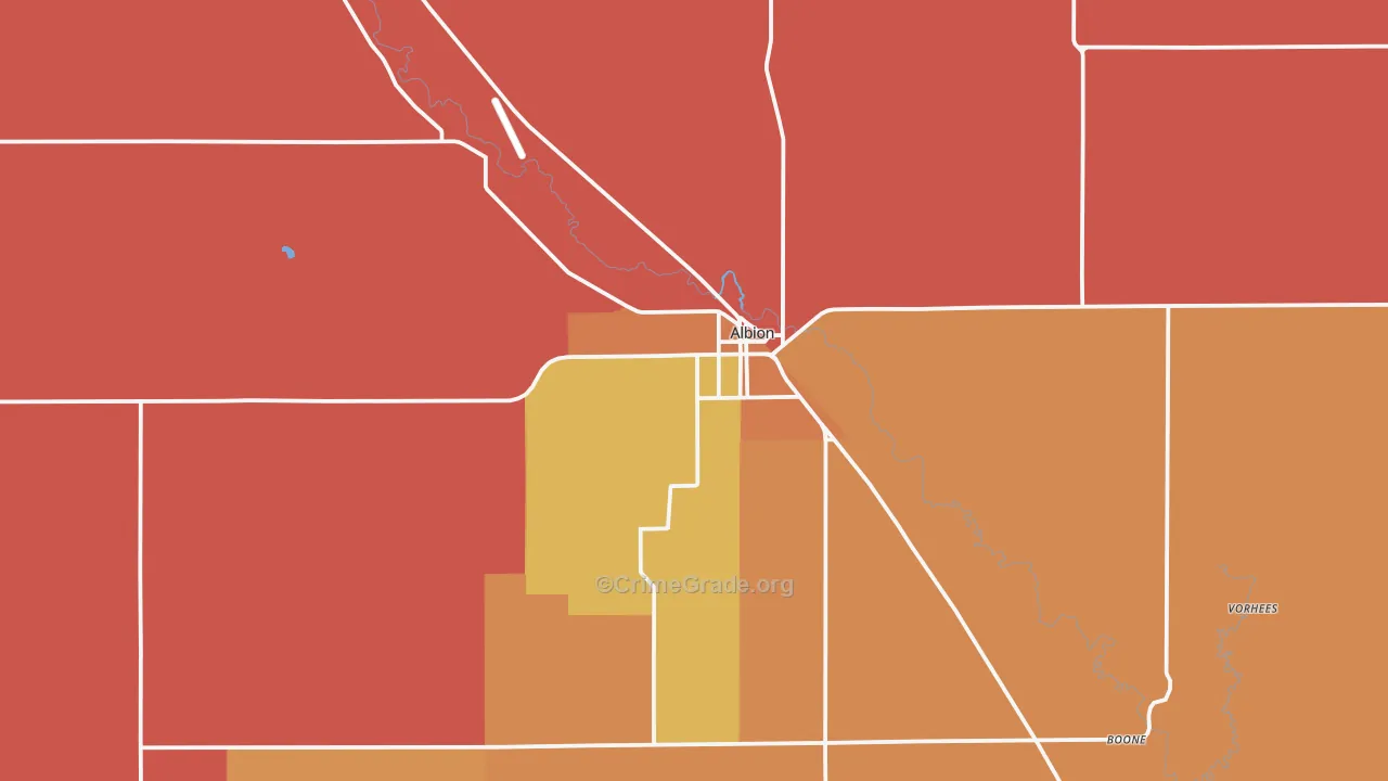 Albion, NE Map of Drug-Related Crime Rates