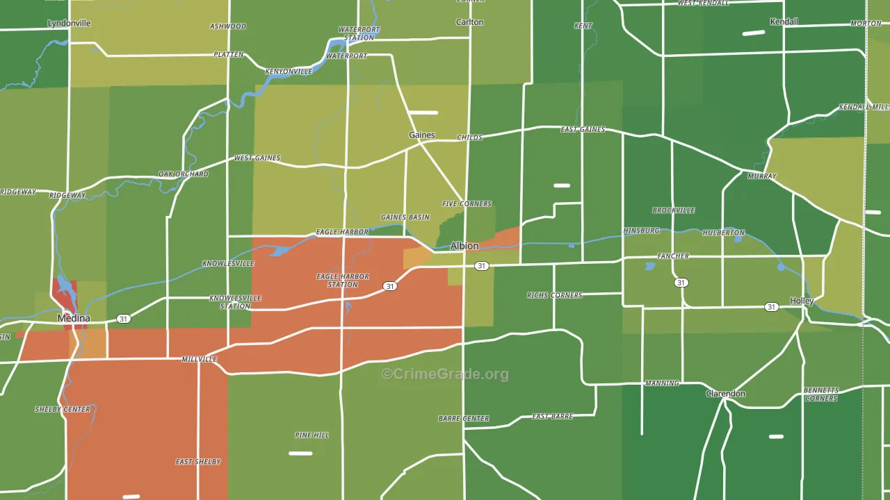 Albion, NY Map of Drug-Related Crime Rates