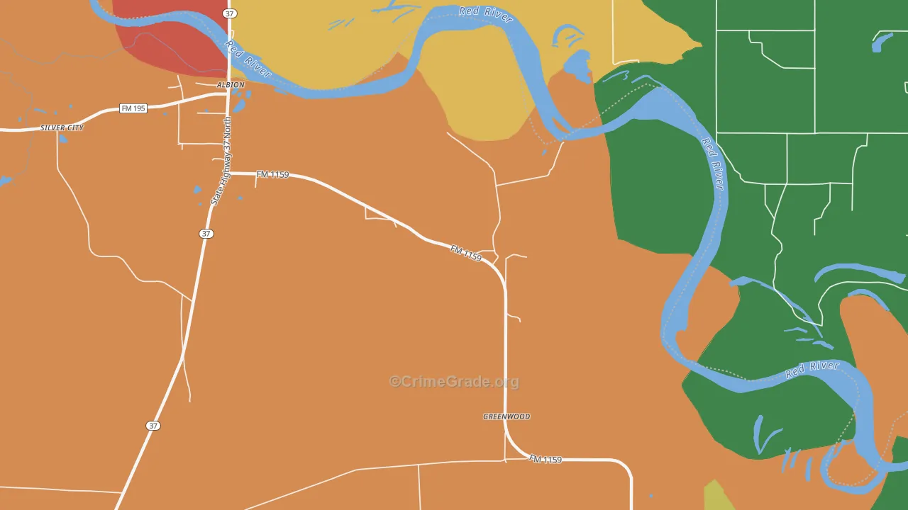 Albion, TX Map of Drug-Related Crime Rates