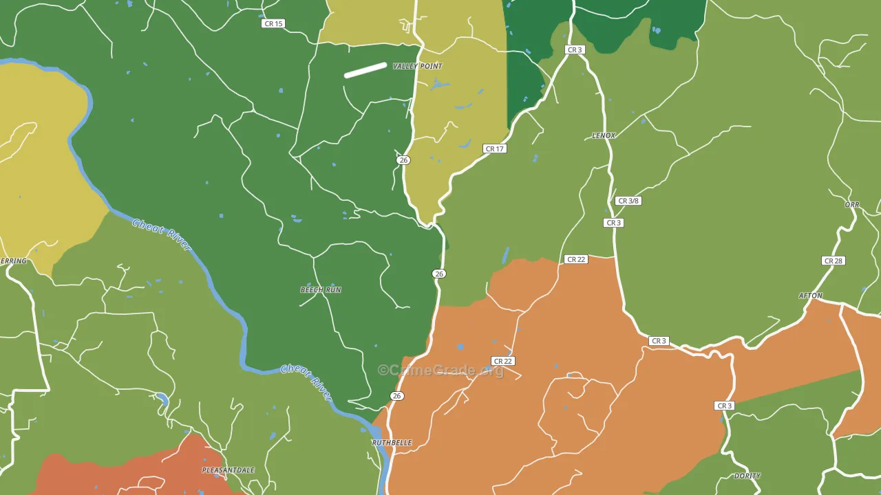 Albright, WV Map of Drug-Related Crime Rates