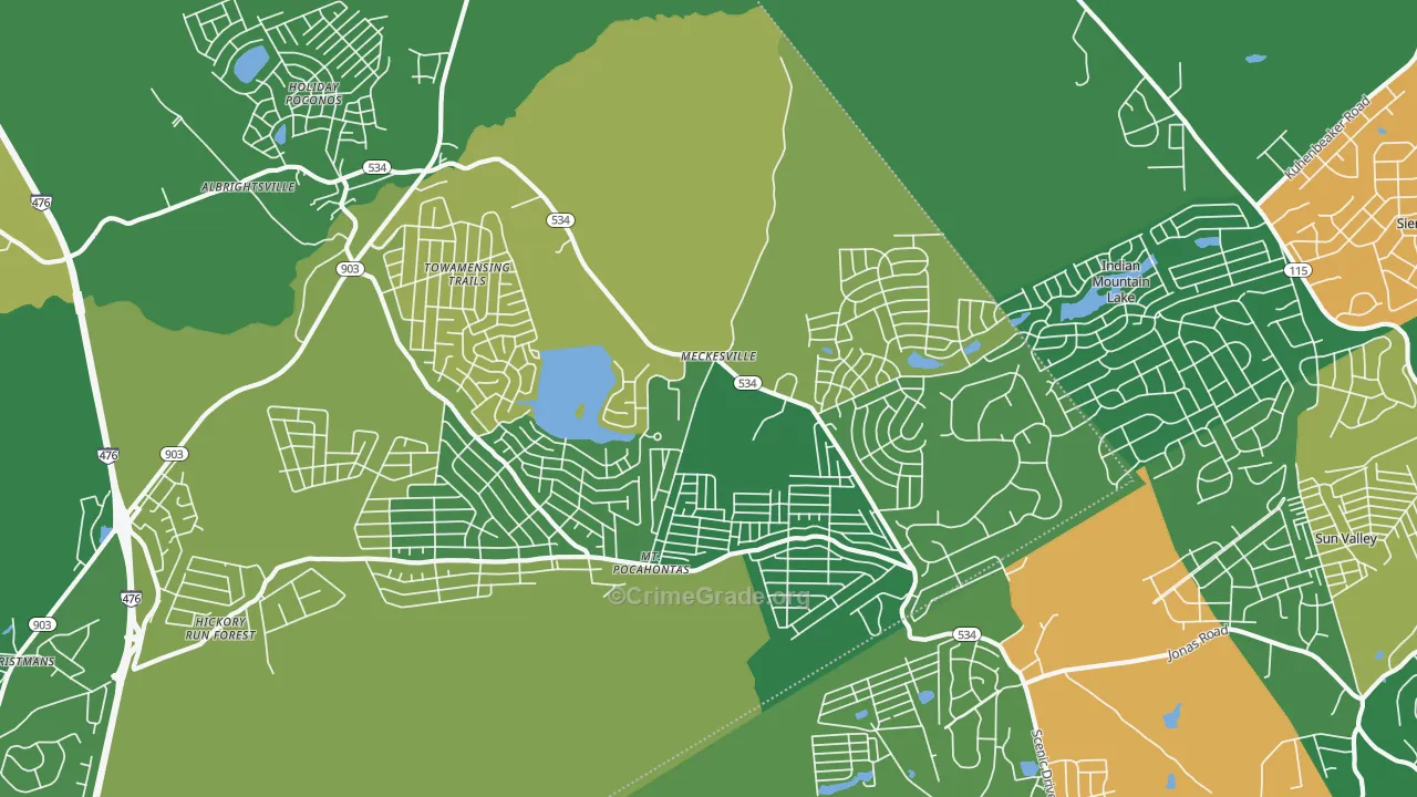 Albrightsville, PA Map of Drug-Related Crime Rates