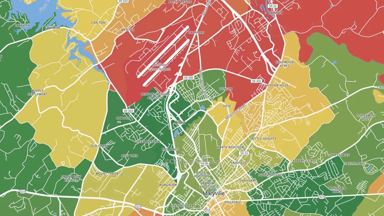 Alcoa, TN Map of Drug-Related Crime Rates