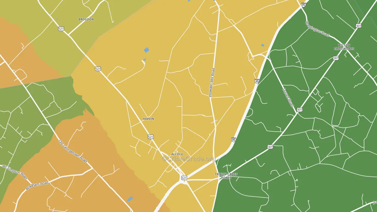 Alcolu, SC Map of Drug-Related Crime Rates