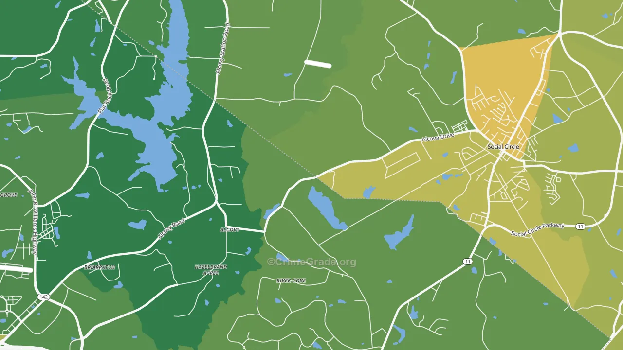Alcovy, GA Map of Drug-Related Crime Rates