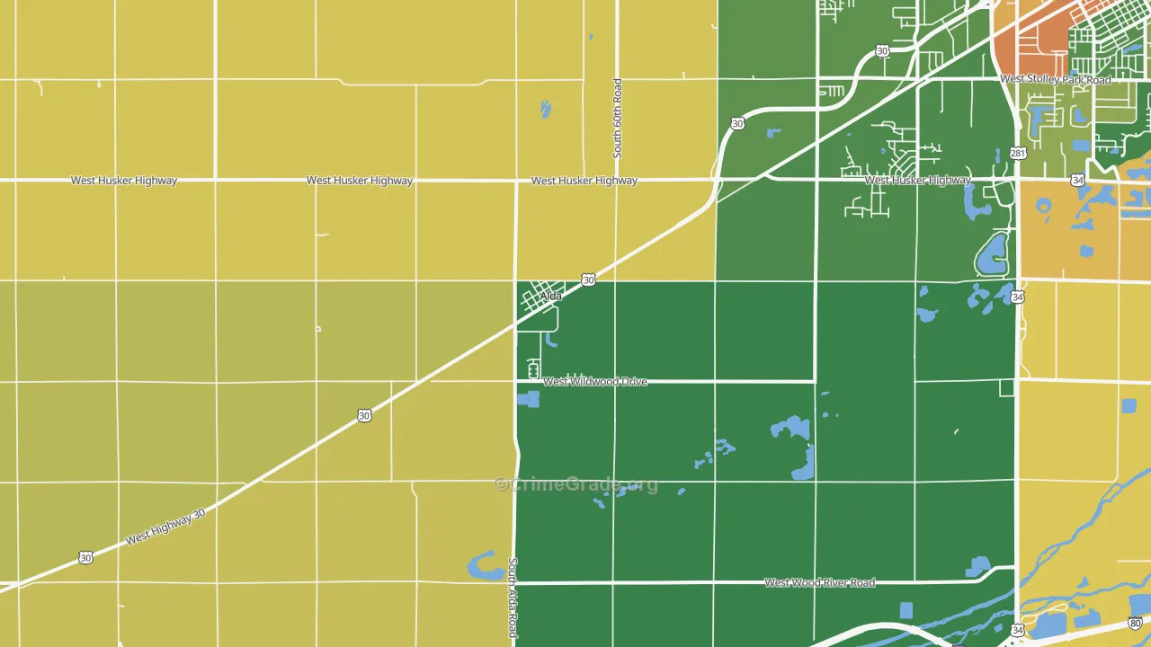 Alda, NE Map of Drug-Related Crime Rates