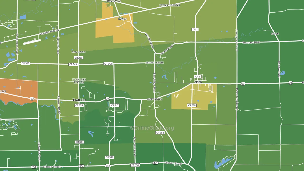 Alden, NY Map of Drug-Related Crime Rates