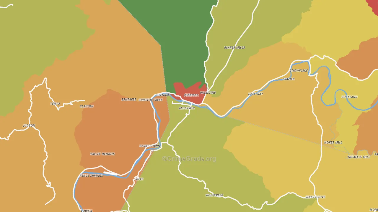 Alderson, WV Map of Drug-Related Crime Rates
