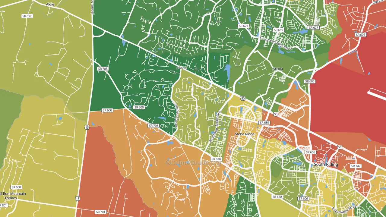Aldie, VA Map of Drug-Related Crime Rates
