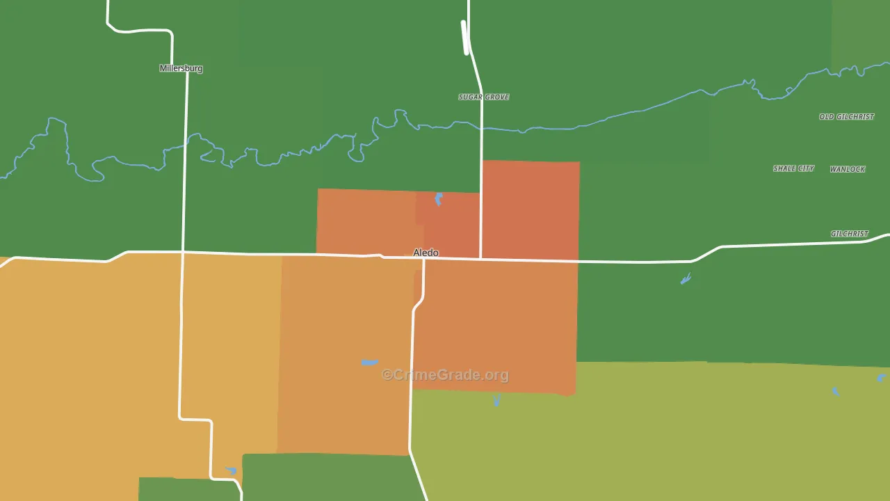 Aledo, IL Map of Drug-Related Crime Rates