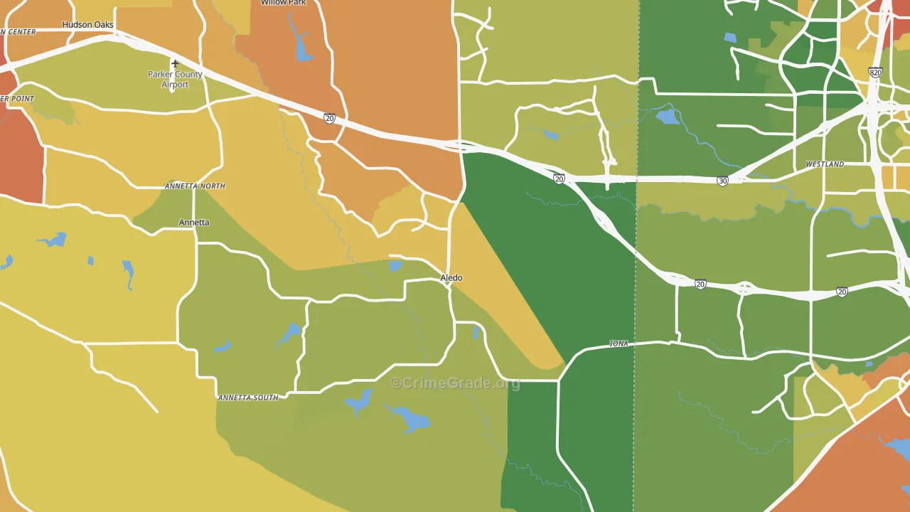 Aledo, TX Map of Drug-Related Crime Rates