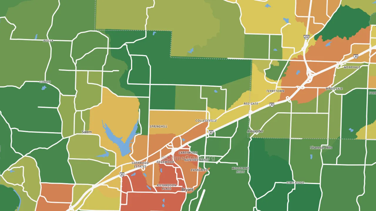 Alexander, AR Map of Drug-Related Crime Rates