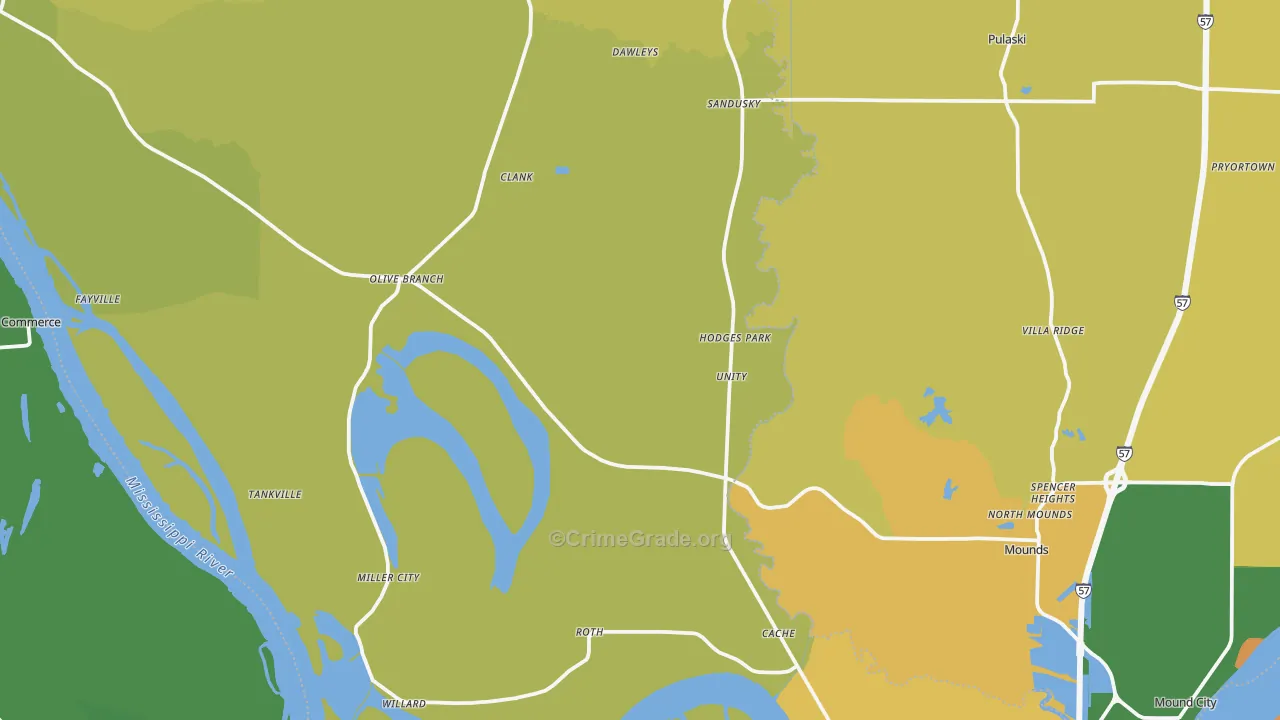 Alexander County, IL Map of Drug-Related Crime Rates