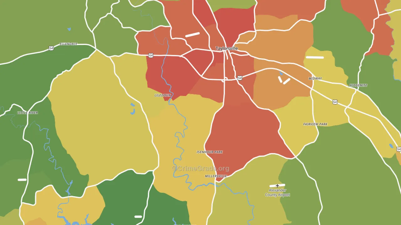 Alexander County, NC Map of Drug-Related Crime Rates