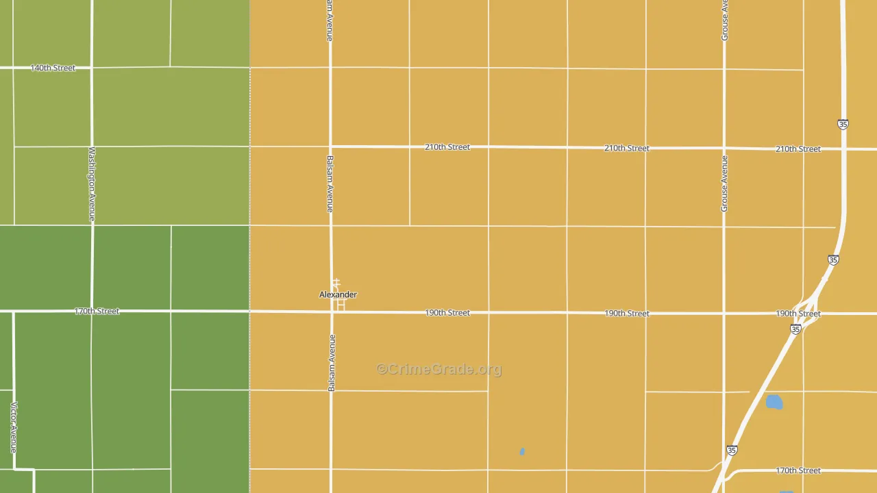 Alexander, IA Map of Drug-Related Crime Rates