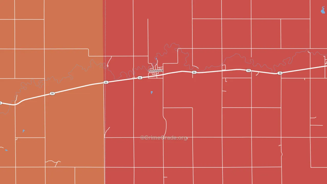 Alexander, KS Map of Drug-Related Crime Rates