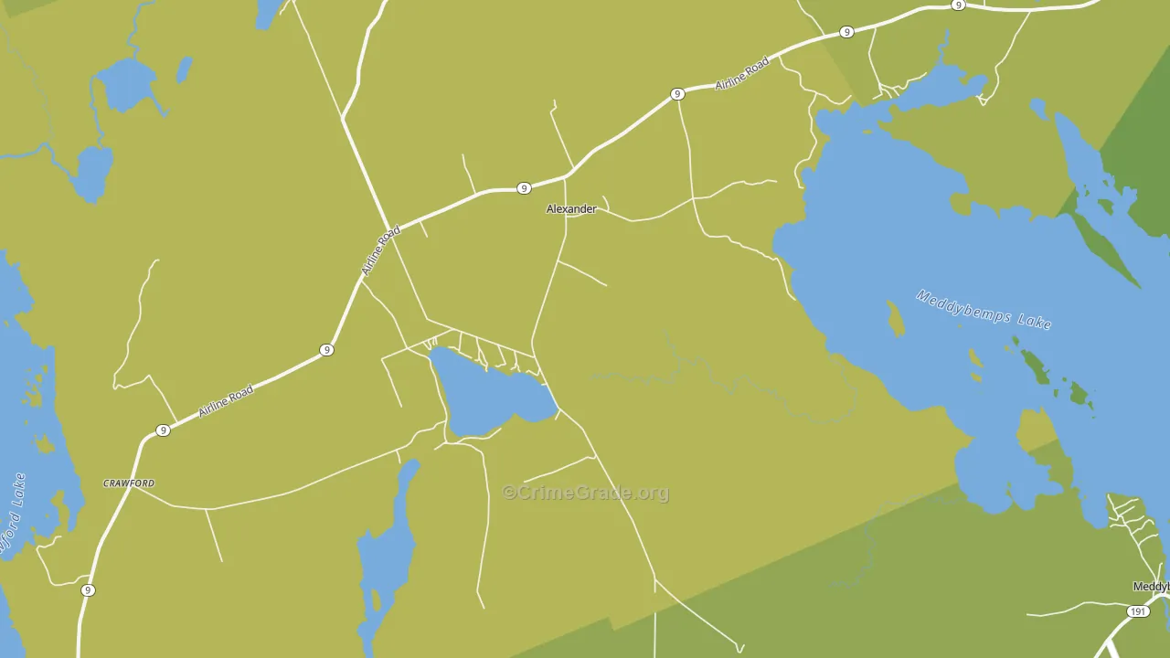 Alexander, ME Map of Drug-Related Crime Rates