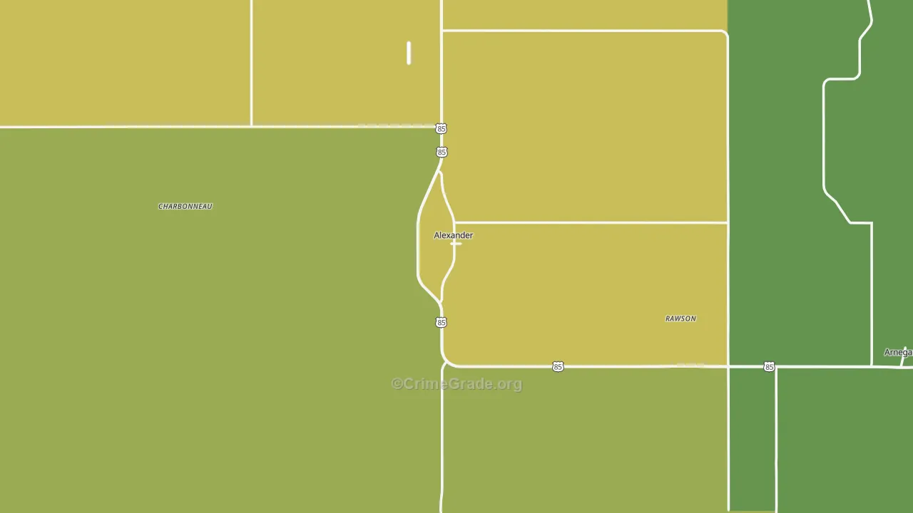 Alexander, ND Map of Drug-Related Crime Rates