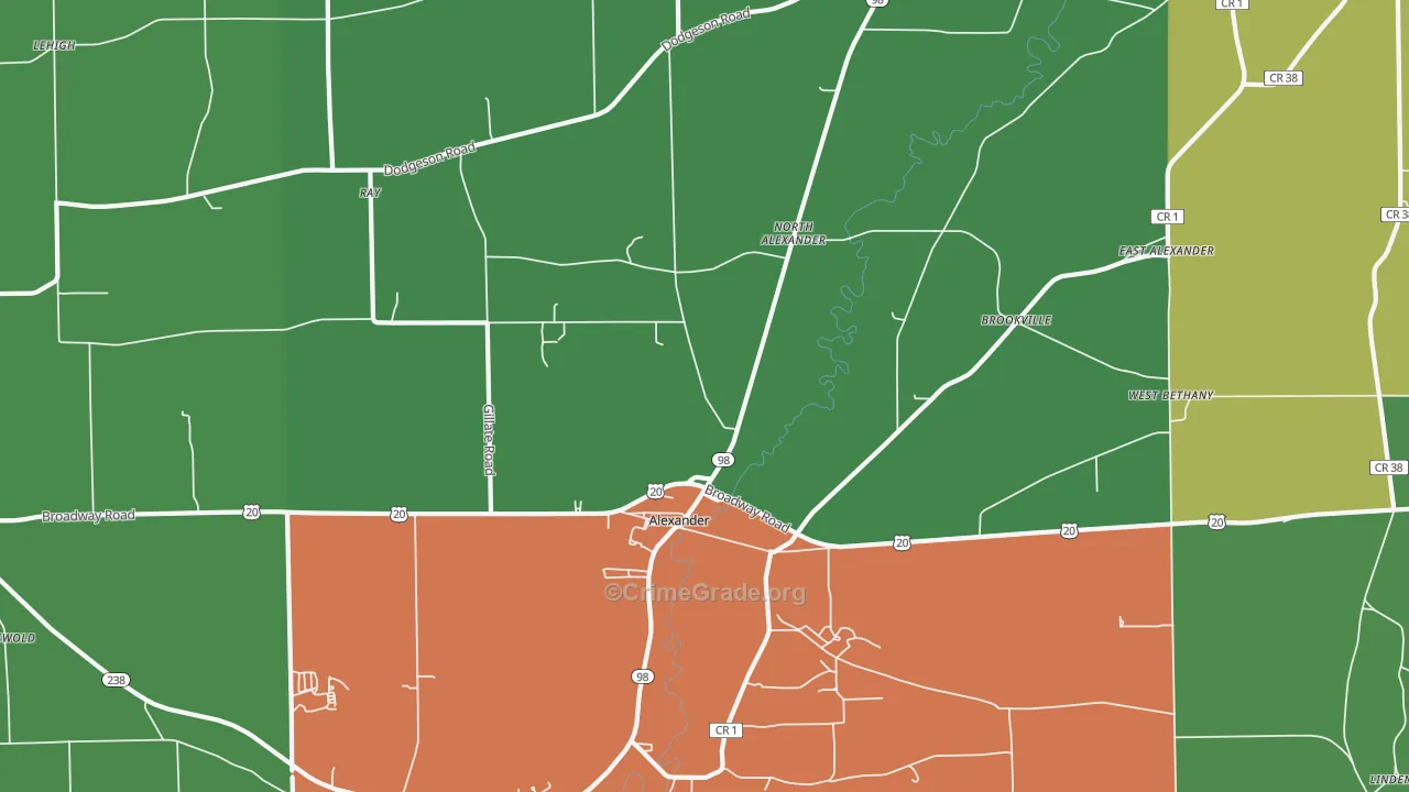 Alexander, NY Map of Drug-Related Crime Rates