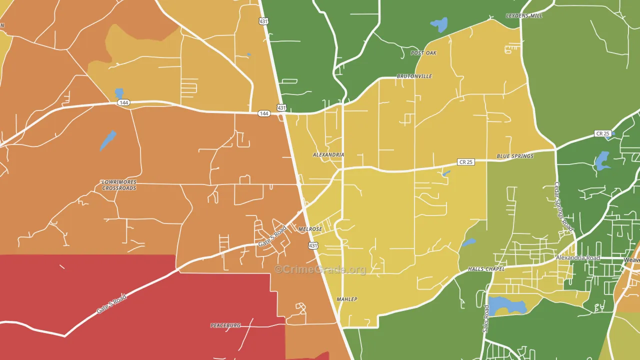 Alexandria, AL Map of Drug-Related Crime Rates